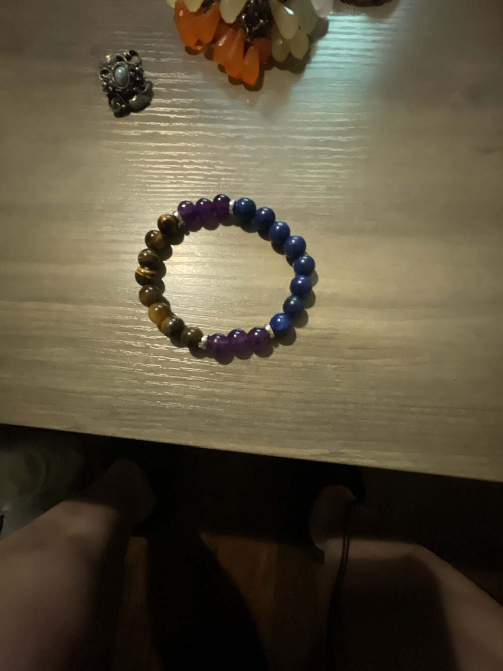 Unbranded Amethyst Lapis Lazuli Tiger Eye Beaded Bracelet